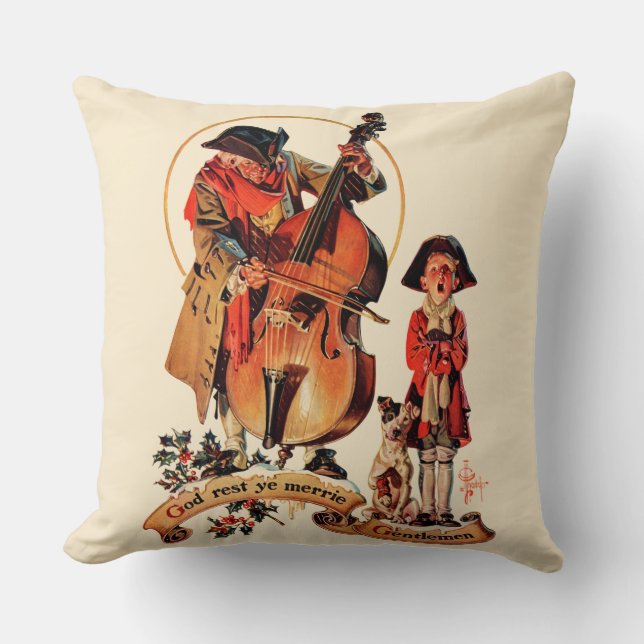 God Rest Ye Merrie Gentlemen Throw Pillow (Front)