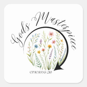 God’s Masterpiece Ephesians 2:10 Bible Verse Square Sticker