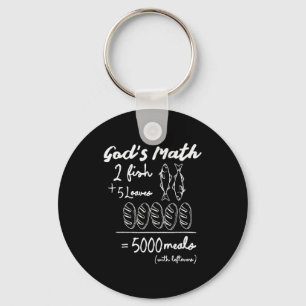 God’s Math 2 Fish 5 Loaves 5000 Meals Tee Keychain