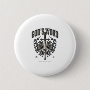 God’s Word Sword & Roses Vintage Christian 2 Inch Round Button