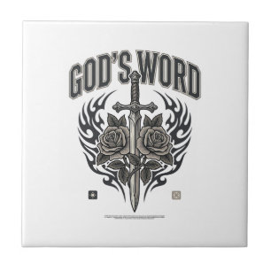 God’s Word Sword & Roses Vintage Christian Tile