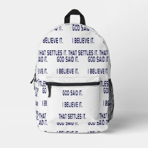 God Said It, I Believe It, That Settles It Tiled Printed Backpack