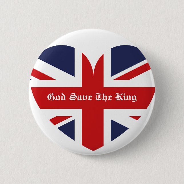 God save the King / British Flag 2 Inch Round Button (Front)