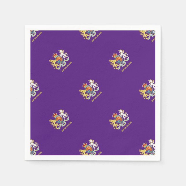 God Save the King Coat of Arms, King Charles III Napkin (Front)
