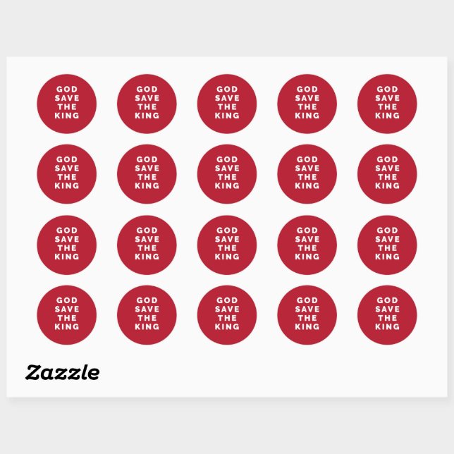 God Save the King Patriotic Classic Round Sticker (Sheet)