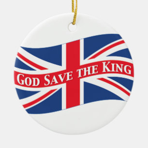 God Save the King with Union Jack Ceramic Ornament