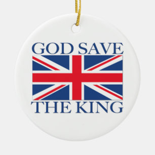 God Save the King with Union Jack Ceramic Ornament