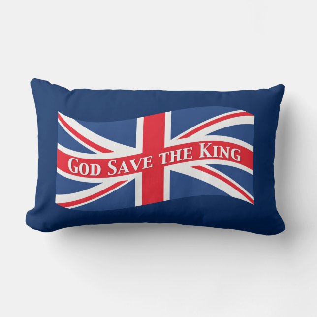 God Save the King with Union Jack Lumbar Pillow (Front)