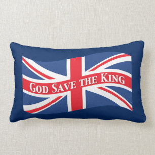 God Save the King with Union Jack Lumbar Pillow