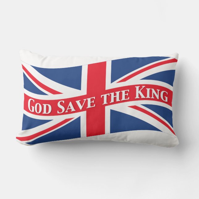 God Save the King with Union Jack Lumbar Pillow (Front)