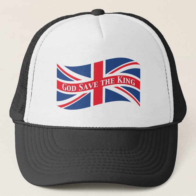 God Save the King with Union Jack Trucker Hat (Front)