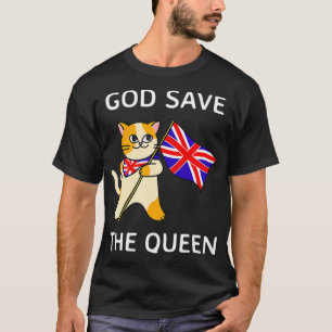 God Save the Queen Patriotic British Cat Flag of T-Shirt