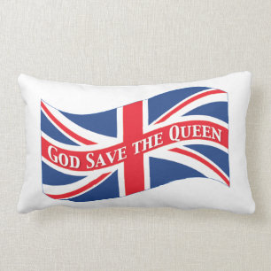 God Save the Queen with Union Jack Lumbar Pillow