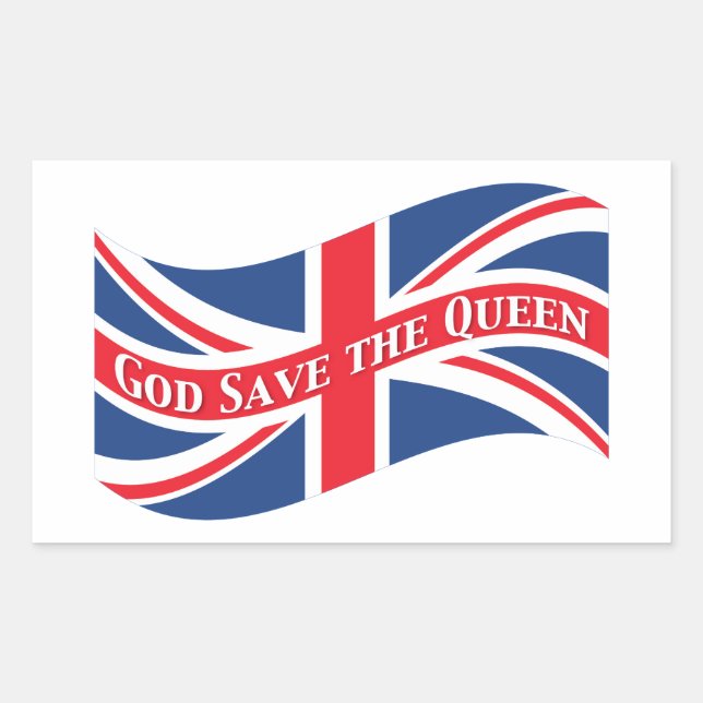 God Save the Queen with Union Jack Sticker (Front)