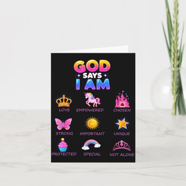 God Say I Am Princess Cute Jesus Teen Girl Toddler Card (Front)