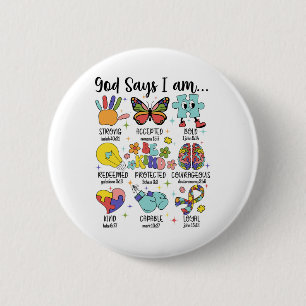 God Say I Am Strong Christian Autism Awareness  2 Inch Round Button