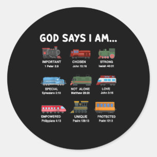 God Say I Am Train Shirt Toddler Boy Christian Loc Classic Round Sticker