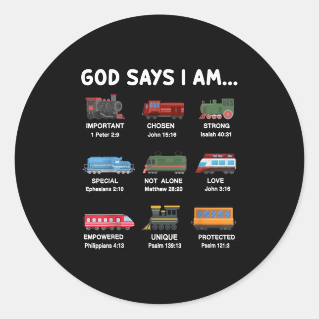 God Say I Am Train Shirt Toddler Boy Christian Loc Classic Round Sticker (Front)