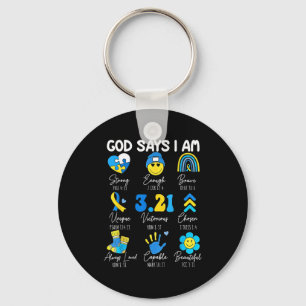 God says am christian bible verse down syndrome keychain