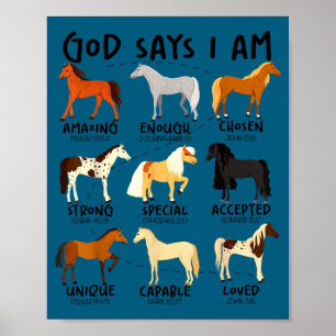 God says am horses christian women girls kids boyG Poster