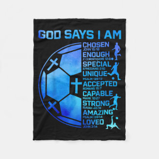 God Says Christian Soccer Faith Graphic Religious Fleece Blanket