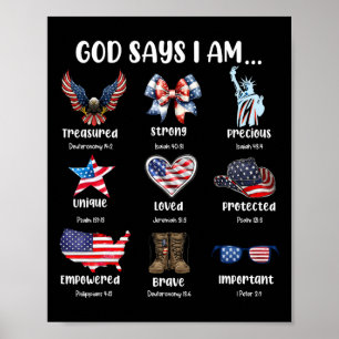 God Says I Am 4th Of July Christian Patriotic Stro Poster