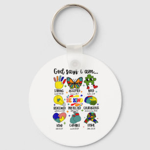 God Says I Am Autism Jesus Christian Motivation Be Keychain