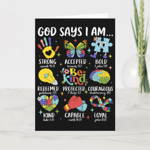 God Says I Am Be Kind Autism Awareness Sped Women  Card