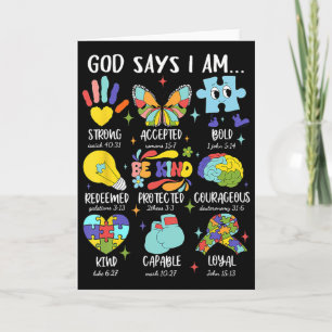 God Says I Am Be Kind Autism Awareness Sped Women Card