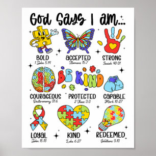 God Says I Am Be Kind Autism Awareness Sped Women Poster
