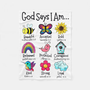 God Says I Am Bee Spring Christian Funny Easter Da Fleece Blanket