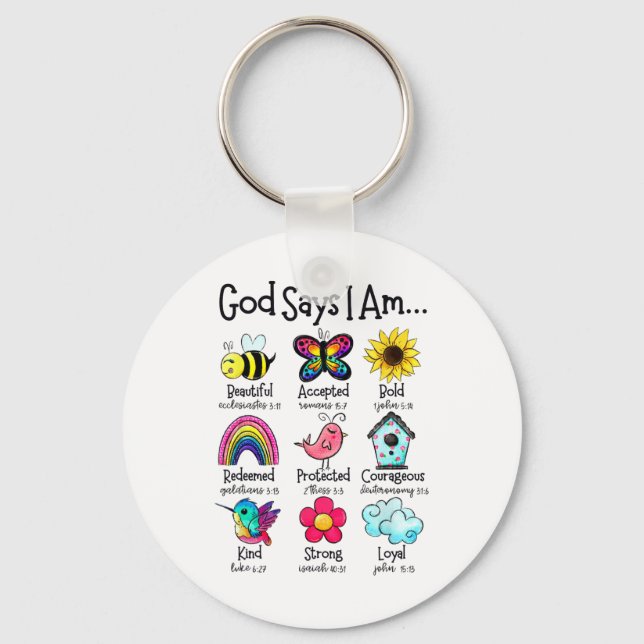 God Says I Am Bee Spring Christian Funny Easter Da Keychain (Front)