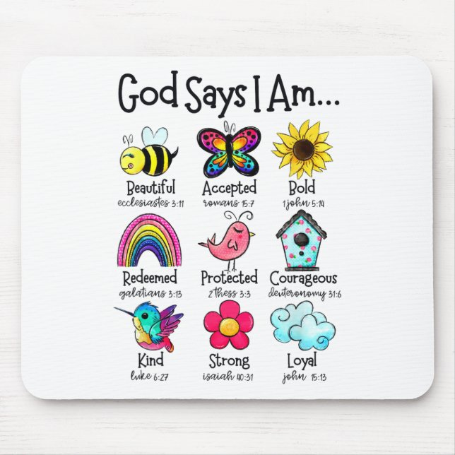 God Says I Am Bee Spring Christian Funny Easter Da Mouse Pad (Front)