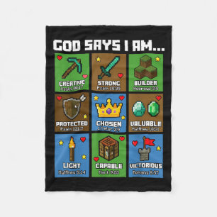 God Says I Am Bible Verses Xel Art Christian Gamer Fleece Blanket
