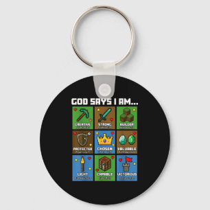 God Says I Am Bible Verses Xel Art Christian Gamer Keychain