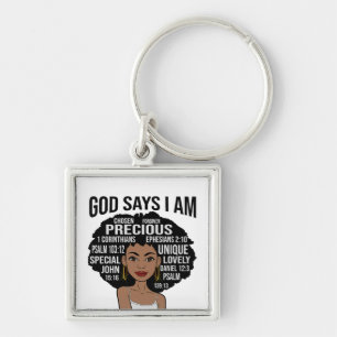 God Says I AM Black Christian Women Melanin Sista Keychain