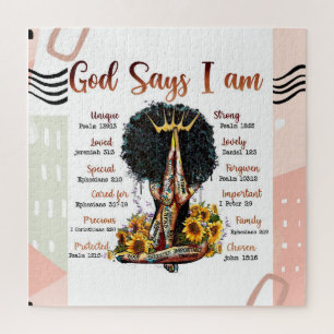 God Says I Am Black Christian Women Melanin Woman Jigsaw Puzzle