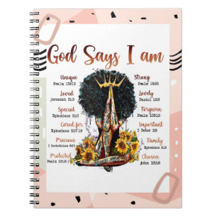 God Says I AM Black Christian Women Notebook