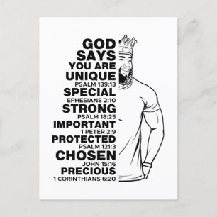 God Says I AM Black King Melanin Man Bruh Bro Love Holiday Postcard