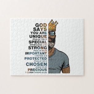 God Says I AM Black King Melanin Man Bruh Bro Love Jigsaw Puzzle