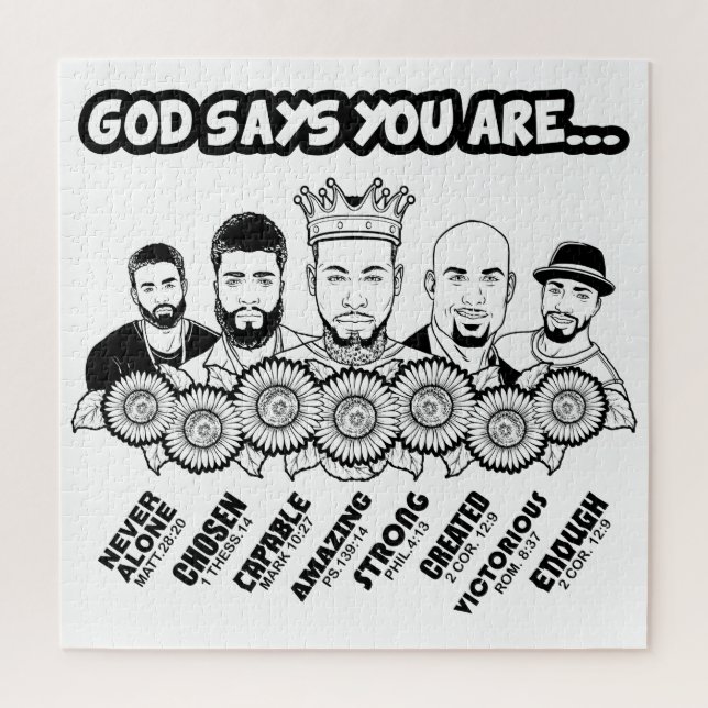 God Says I AM Black King Melanin Man Bruh Bro Love Jigsaw Puzzle (Vertical)