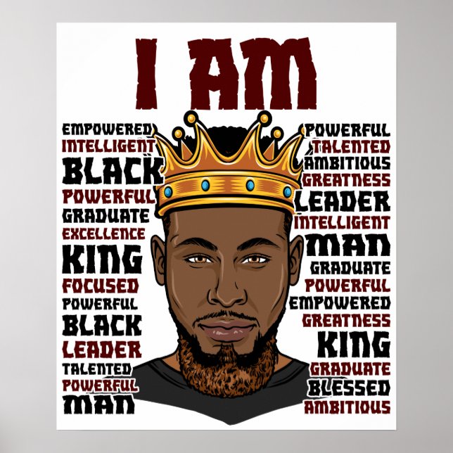 God Says I AM Black King Melanin Man Bruh Bro Love Poster (Front)