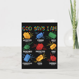 God Says I Am Building Brick Master Builder Block  Card