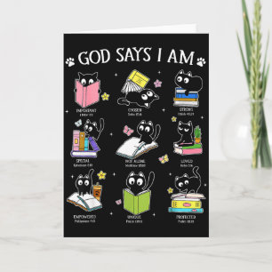 God Says I Am Cat Book Lover Christian Cute Jesus  Card