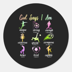 God Says I Am Christian Bible Verse Religious Socc Classic Round Sticker