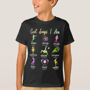 God Says I Am Christian Bible Verse Religious Socc T-Shirt
