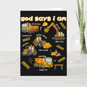 God Says I Am Christian Bible Verses Boys Construc Card