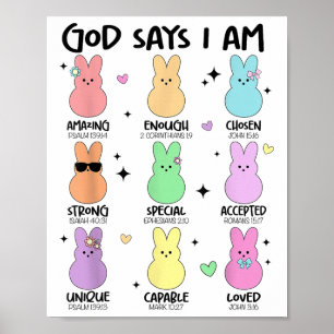 God Says I Am Christian Boys Girls Toddler Kids Ea Poster