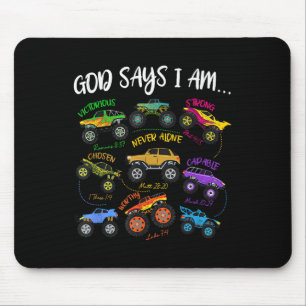God Says I-am Christian Easter Truck Religious Boy Mouse Pad
