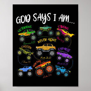 God Says I-am Christian Easter Truck Religious Boy Poster